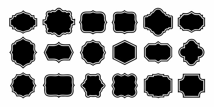 collection of classic vintage black label shapes on white background silhouette ornate frames decorative labels template design graphic element border