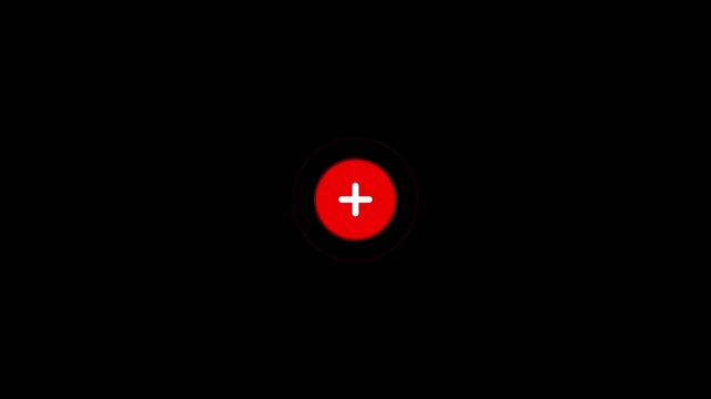 A White Plus Sign Within a Bright Red Circle with a Subtle Red Outer Ring on a Solid Black Background Symbolizing a Warning or Important Notification