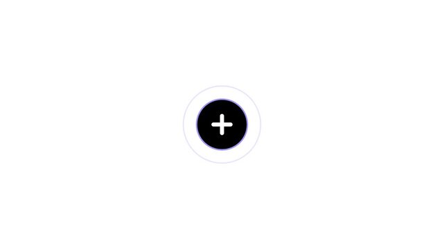 Minimalist of a Black Plus Sign Inside a Dark Circle with a Faint Purple Outer Ring on a Clean White Background Representing Addition or New Creation