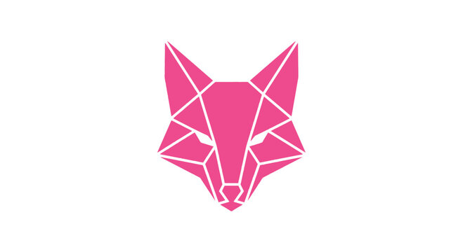 Minimalist pink fox head vector illustration