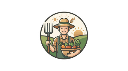 Fototapeta premium Farmer Holding Fresh Vegetable Bowl.
