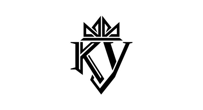Stylish kv monogram with crown design