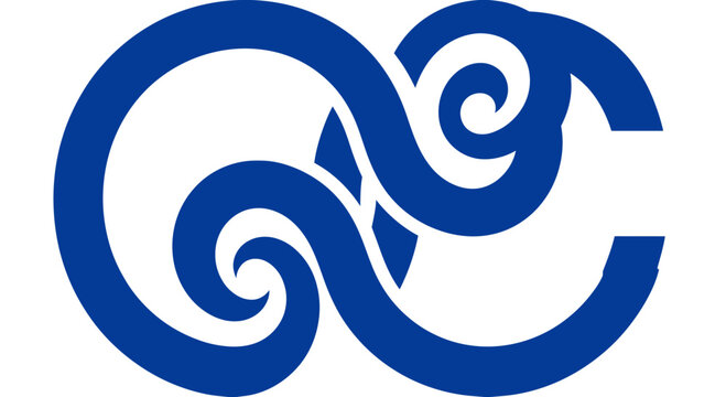 Māori koru design with swirl pattern in blue