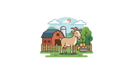 Goat standing on green grass field.