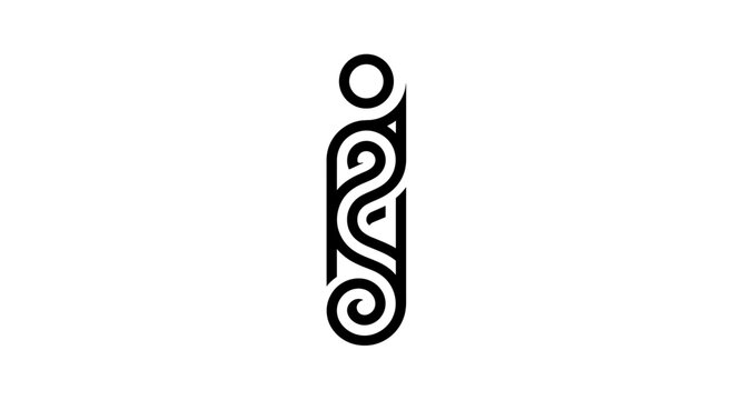 Modern abstract maori koru design in black and white