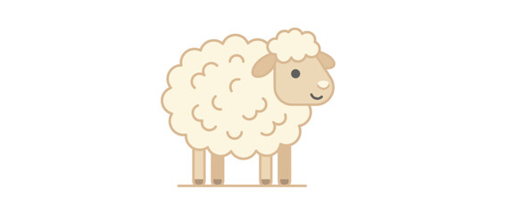 Cute cartoon sheep illustration on white background © Biru