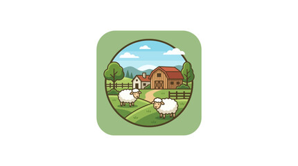 Sheep Grazing in Green Field. © Entri