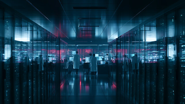 Busy technical staff in an AI data center troubleshooting networking issues (3)