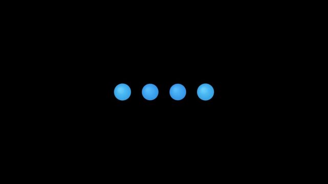 Minimalist digital blue glowing dots interface for voice command and loading indicator on dark background