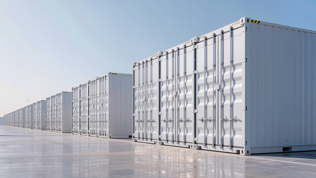 Shipping container yard, shipping container yard, logistics and global trade concept with copy space