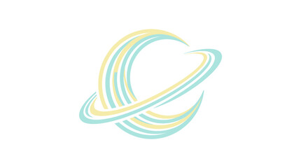 Yellow and blue planetary ring abstract line art. © mursidi