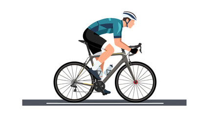 Obraz premium Professional Male Athlete Training on a High Performance Road Bicycle Vector Illustration for Fitness and Competitive Cycling Concepts