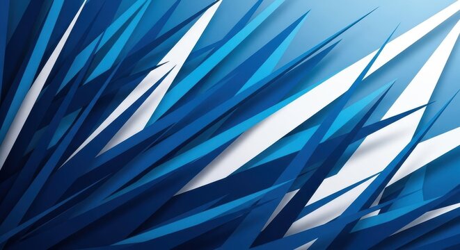 Abstract Blue Geometric Shapes and Sharp Lines Background.