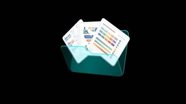 Looping 3D Render Creative Folder Icon Staying Open With UI Swatches