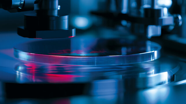 Silicon wafer placed inside a vacuum chamber for thin-film deposition process (3)