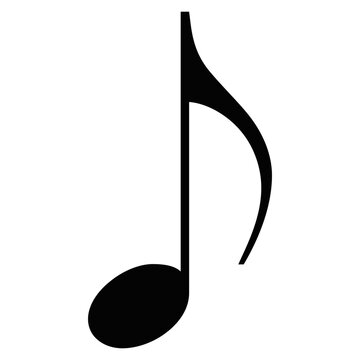 Eighth note music symbol isolated on transparent background