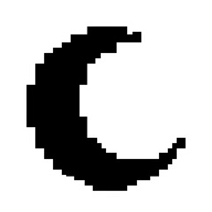 Fototapeta premium Pixelated Crescent Moon Icon Black Isolated on White Background