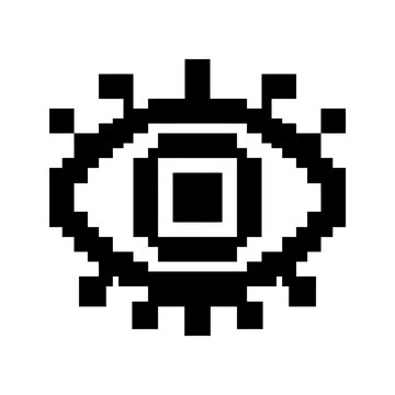 Pixelated Eye Icon, Digital Vision Symbol, Abstract Technology Graphic