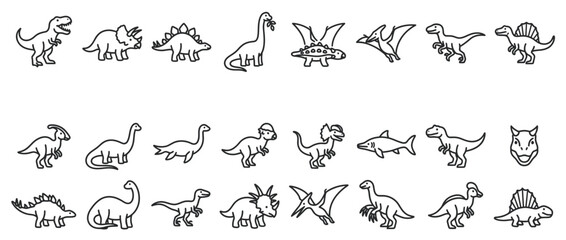 Collection of Hand-Drawn Dinosaur Icons © daun