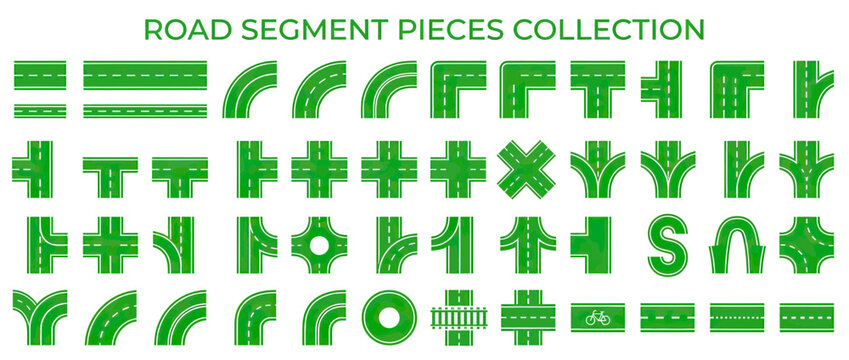 Collection of Green Road Segment Pieces