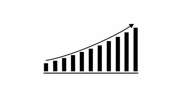 Growth Chart Animation, Rising Bar Graph and Business Statistics Icon, Financial Progress Indicator on Alpha Channel Transparent Background