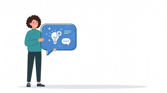 AIチャットを案内する人物イラスト