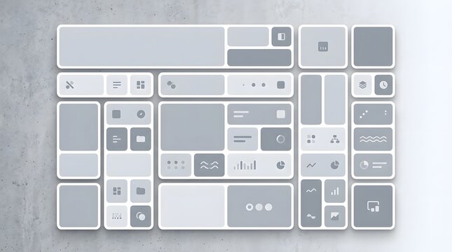 Flat layout of a modern computer keyboard with white keys and gray background emphasizing technology and digital interface elements