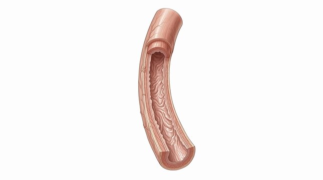 Cross section showing the internal structure of a human ureter