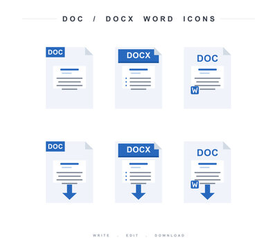 Set of doc and docx file format icons