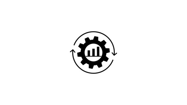 Growth icon set animation. Containing arrow up, growing graph, business chart icons and rotating cycle flow lines. optimization and productivity.