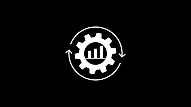 Growth icon set animation. Containing arrow up, growing graph, business chart icons and rotating cycle flow lines. optimization and productivity.