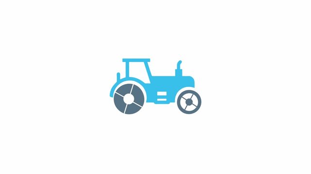 Animated Blue and Grey Tractor Vector Icon
