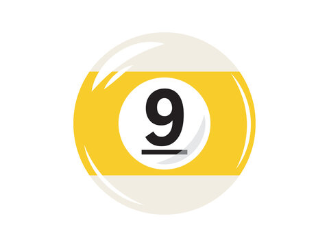This illustration features a graphic of the number 9 billiard ball.