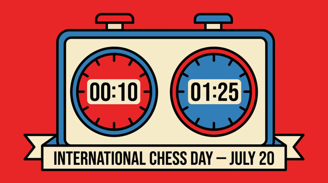 Chess Clock Timer Icon Illustration &ndash; International Chess Day