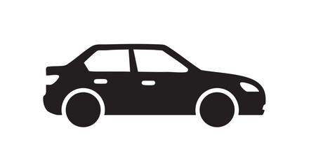 Fototapeta premium Black sedan car silhouette icon for automotive design projects.