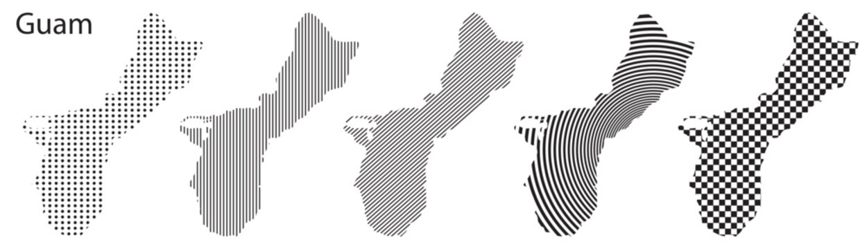 Guam map infographic simple design element black abstract geometric pattern icon style Guam country landscape outline shape vector illustration