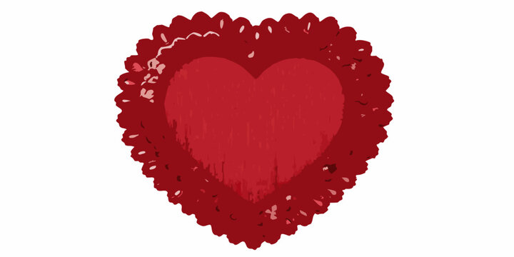 heart shaped doily with intricate lace pattern on white background red valentine romance ornament decoration craft fabric embroidery design textile