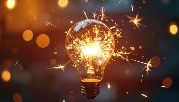 Sparkling Idea - Light Bulb with Sparklers Igniting Innovation and Creativity.