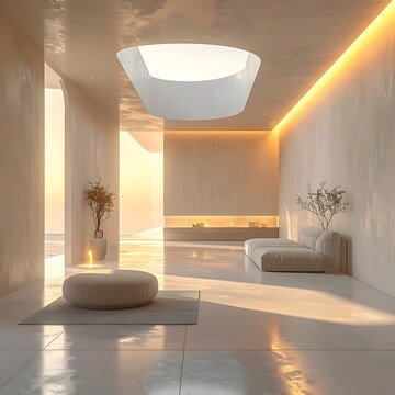 Modern minimalist interior design with natural light.