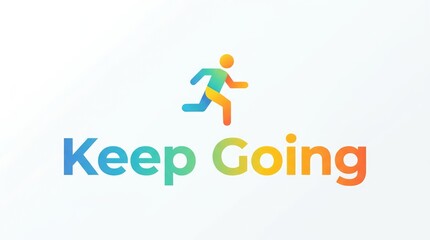 Fototapeta premium Keep Going logo with a colorful running person icon and gradient text