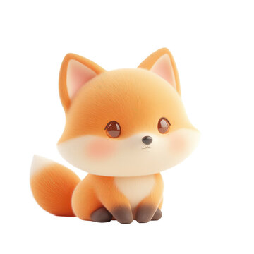 Cute Cartoon Style Little Orange Fox Figurine.