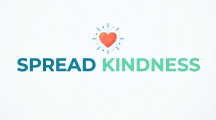 Fototapeta premium Spread kindness text with a glowing heart icon. Encouraging message of compassion and positive action. A symbol of goodwill and empathy, promoting a better world.