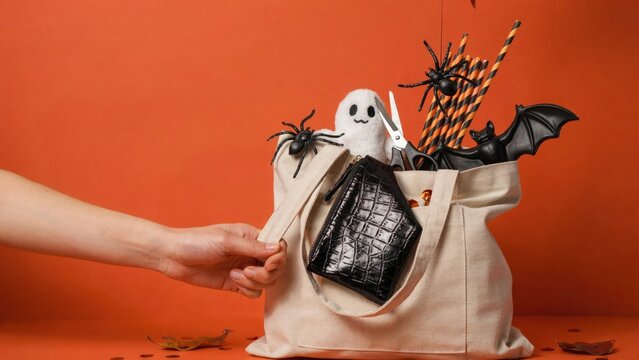 Halloween treat bag with accessories and wallet