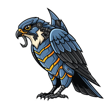 cybernetic blue falcon robot bird
