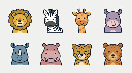 Cute safari animal icons collection © amri