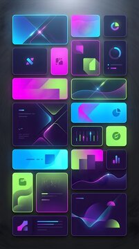 Modern digital interface with vibrant colors glowing screens and abstract UI UX dashboard layout for technology and innovation concepts