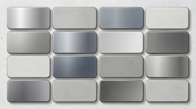 Modern digital metallic tiles arranged in grid displaying sleek abstract minimalist technology interface for UI UX dashboards design