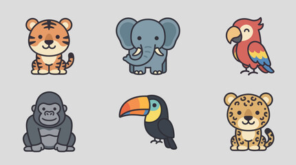 Fototapeta premium Cute wild animal collection