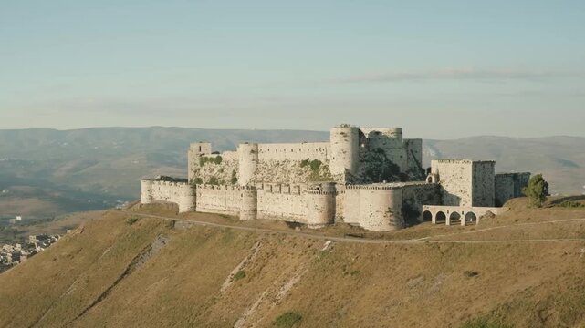 Majestic Medieval Krak des Chevaliers Citadel on Syrian Hilltop