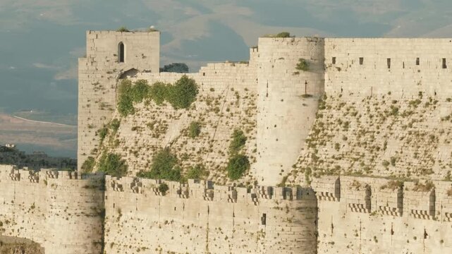 Close Up View of Medieval Crusader Castle Stone Walls